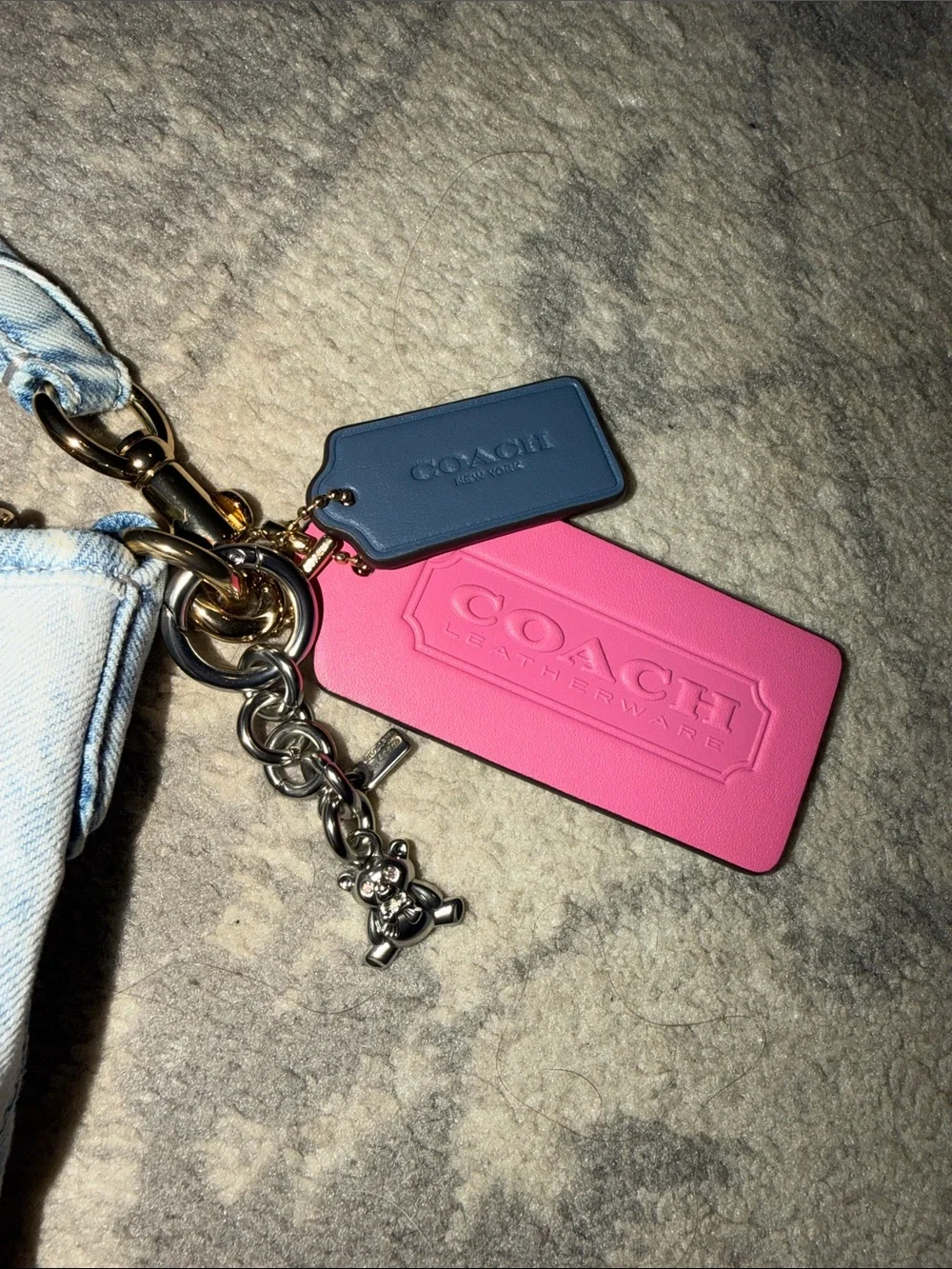 Coach LAUREL SHOULDER BAG IN LOVED DENIM WITH CHARMS